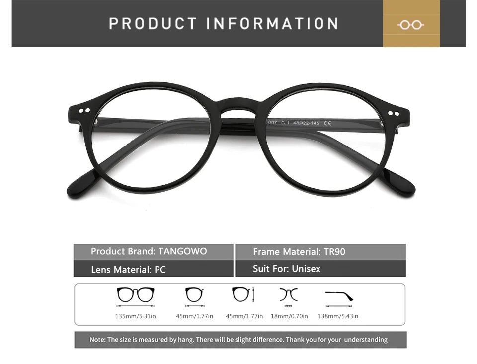 TANGOWO TR90 круглые очки оправа для мужчин и женщин винтажные очки в оправе при близорукости оптические очки ретро очки