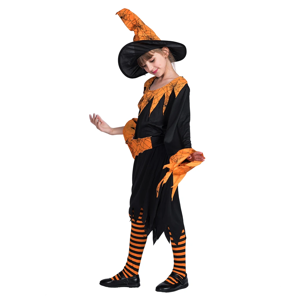 SNAILIFY страшные черные ведьмы косплей костюм на Хэллоуин для детей девушки ведьмы платье шляпа карнавал вечерние группа Необычные платья
