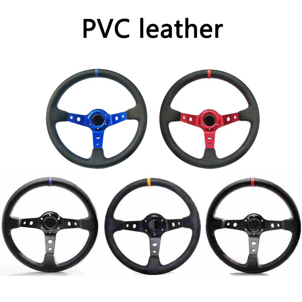Universal 350MM Leather Steering Wheel Suede Steering Wheel Drift racing type High quality PU/Suede/PVC Style Universal 350MM Leather Steering Wheel Suede Steering Wheel Drift racing type High quality PU/Suede/PVC Style