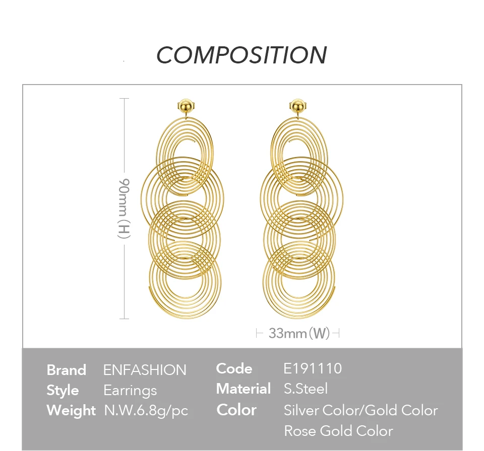 ENFASHION Boho Multi-layer Circle Drop Earrings For Women Gold Color Round Long Dangle Earings Fashion Jewelry Pendientes E1110