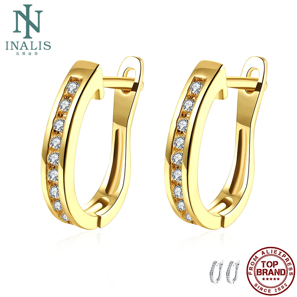 Женские серьги-кольца INALIS 2 цвета инкрустированные медные серьги из кубического