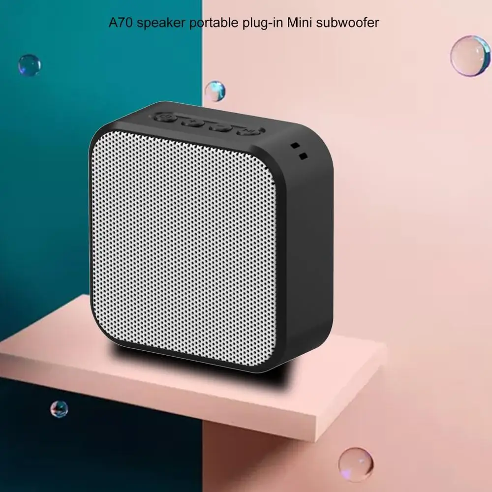 A70 мини портативный FM MP3 беспроводной динамик подзарядка музыки сабвуфер SuperBass стерео Саундбар громкий динамик - Формат цифровых медиаданных: black