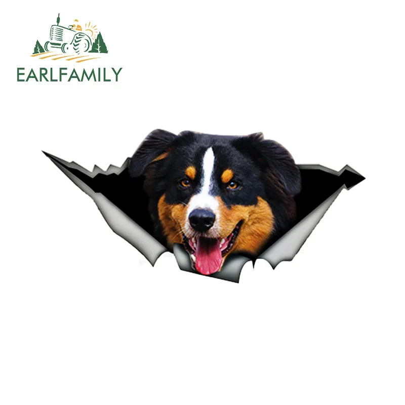 EARLFAMILY, 13 см x 6,2 см, черная Автомобильная наклейка Tri Aussie, рваная металлическая наклейка о животных, Светоотражающая наклейка, s, Австралийская овчарка, Стайлинг автомобиля