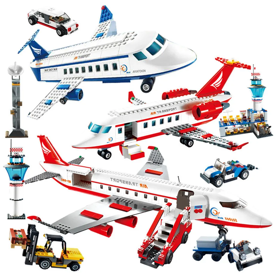 GUDI-8911-8912-8913-City-Airport-Series-Airplane-Airbus-Car-Terminal-Building-Blocks-MOC-Bricks-Aviation