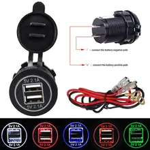 5V 2.1A стильный двойной usb порт светодиодный дисплей Автомобильный мотоцикл телефон зарядное устройство розетка адаптер горячий Бутик