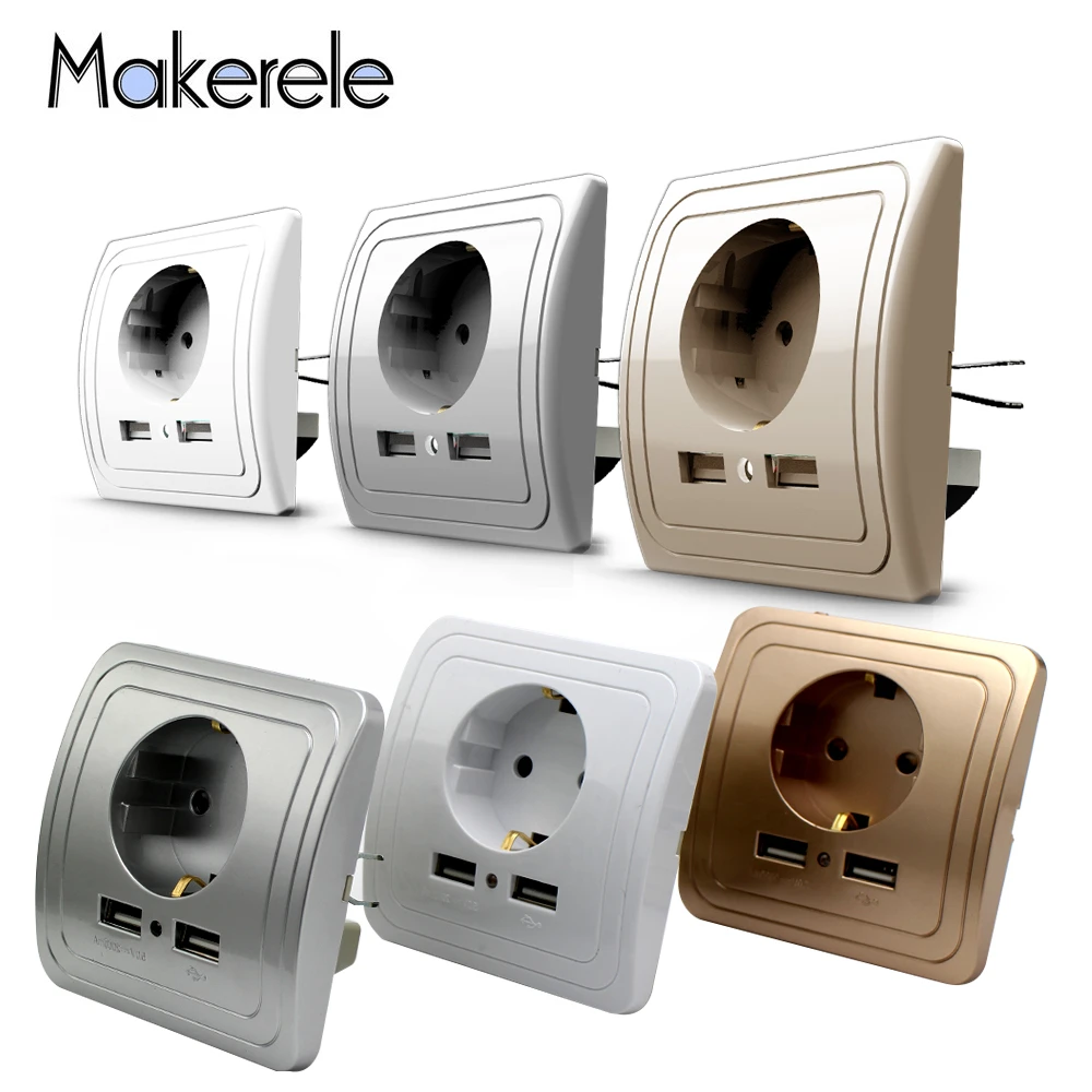 3 Colors Smart Home Adapter 16A EU Standard Outlet Electrical Plug Socket Power Outlet Panel 110~250V Wall Power Socket