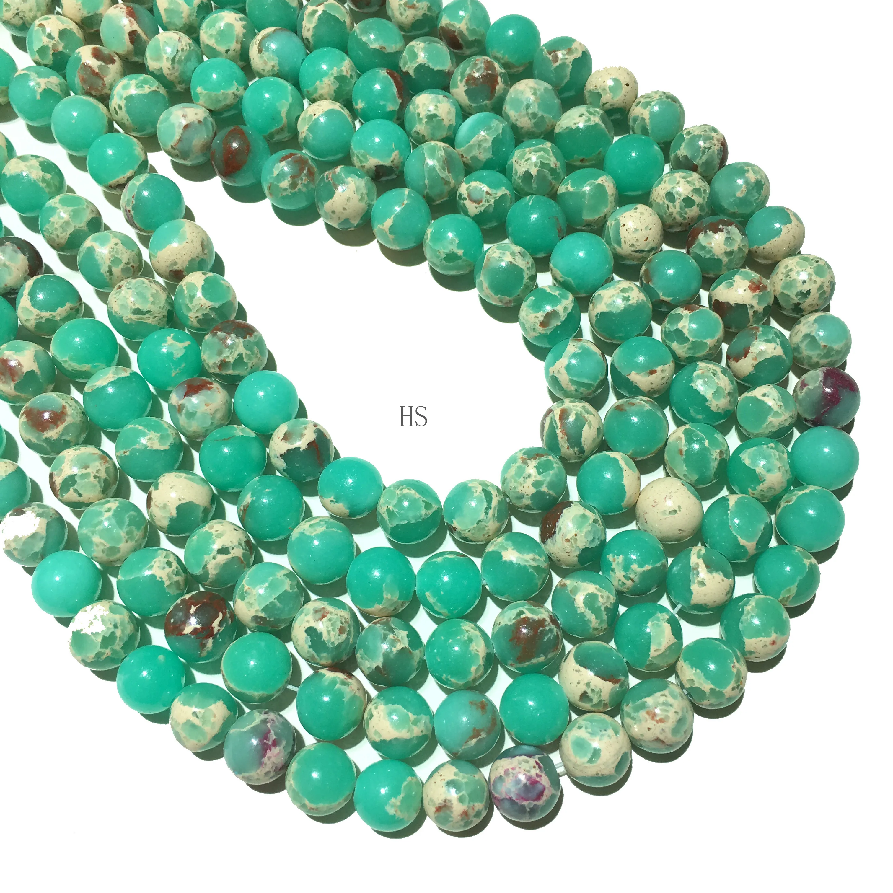 

Natural Green Imperial Jasper Sediment Smooth Round Loose Beads Gemstone Healing Energy Jewelry For Making DIY Bracelet Necklace