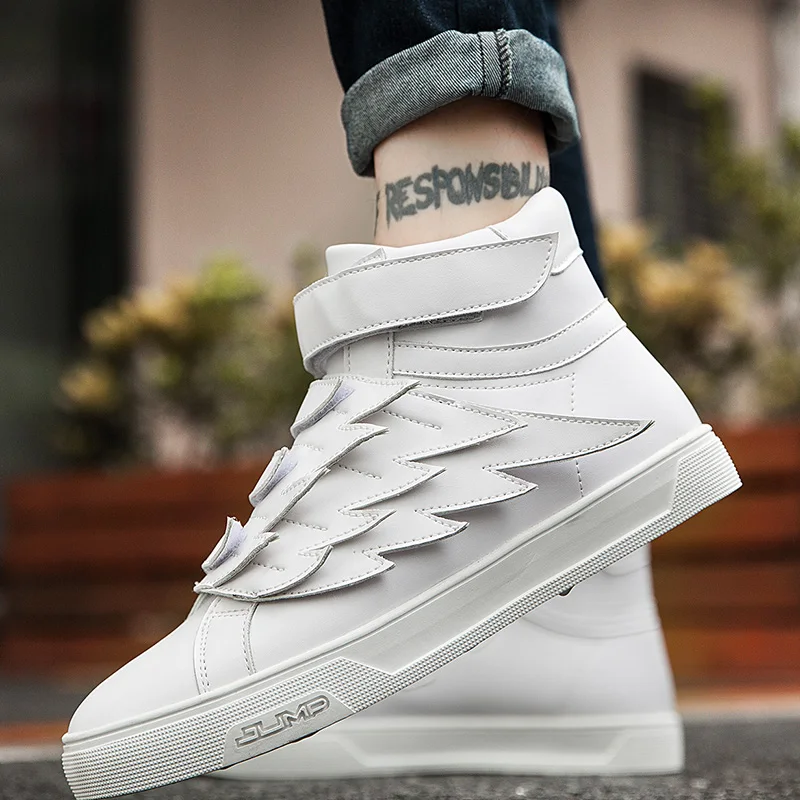 Designer Fly Wings Men Sneakers New Fashion Men Hook& Loop Casual Boots Flats High Top Kanye West Shoes