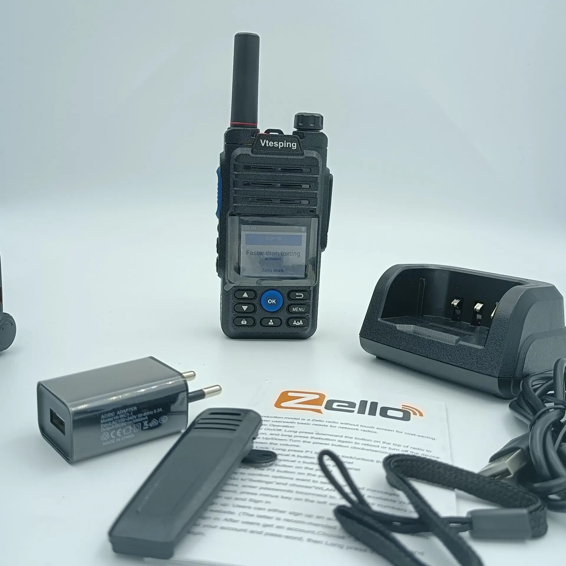 zello radio 4g sim+wifi+bluetooth vtesping B5 poc walkie talkie