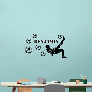 

Football Custom Name Of Soccer Wall Sticker For Kids Room Decoration Boys Children Room Decor Vinyl Decal Removable Mural Decals