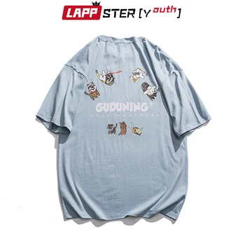 

LAPPSTER-Youth Summer Kawaii Cat Fashions T Shirts Men 2020 Harajuku Casual Tees Short Sleeve Streetwear Cotton Hip Hop T-shirts
