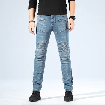 

2019 New Motorcycle Pants Jeans Casual Men's Motorbike Motocross Off-Road Knee Protective Moto Jeans mosai