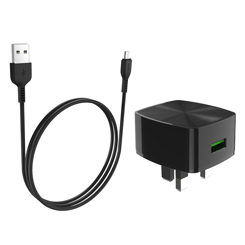 HOCO C70B 10 шт./лот быстрая зарядка 18 Вт QC 3,0 USB зарядное устройство для iPhone samsung Xiaomi huawei Великобритания вилка настенный адаптер зарядки