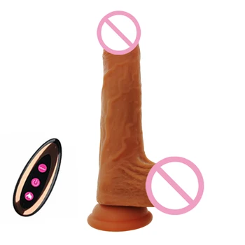 Wireless Dildo Vibrator With Suck Cup Electric Dildo Machine Super Strong Thrust Telescopic Rotation Dildo Realistic Huge Dildos 6