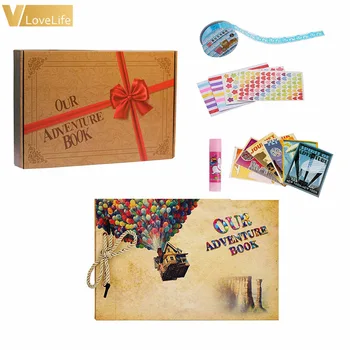 

Photo Album our Adventure Book Adventure Retro Balloon DIY Handmade Wedding Movie Fotografico Traveling Family with gigf box