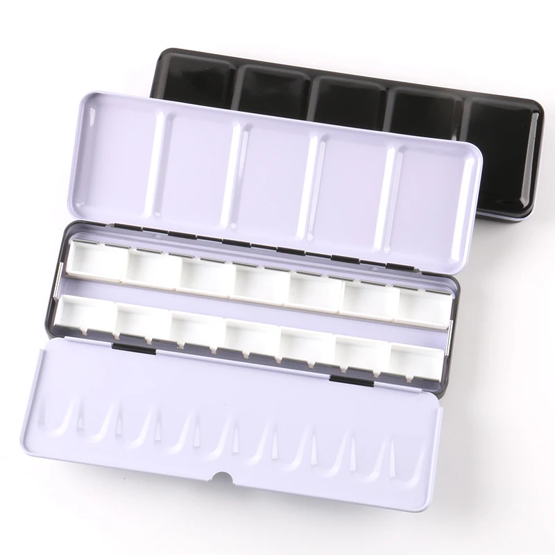 Watercolor Paints Tins Box Palette Painting Storage Paint Tray Palette Paint Box with Full Pans