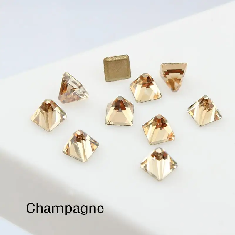 Шампанское квадратное конусное причудливое украшение для ногтей RhinestonesDIY и