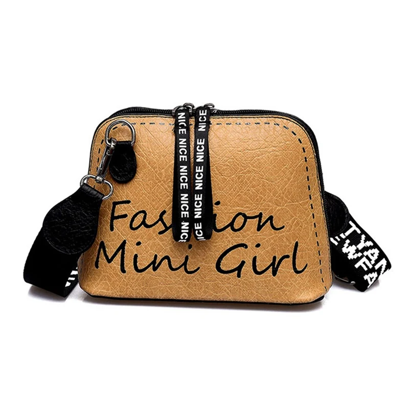 Women Japan and Korean Style Solid Zipper Crossbody Bag Tide Shell Bag Wide Shoulder Strap Wild Shoulder Bag Drop Shipping