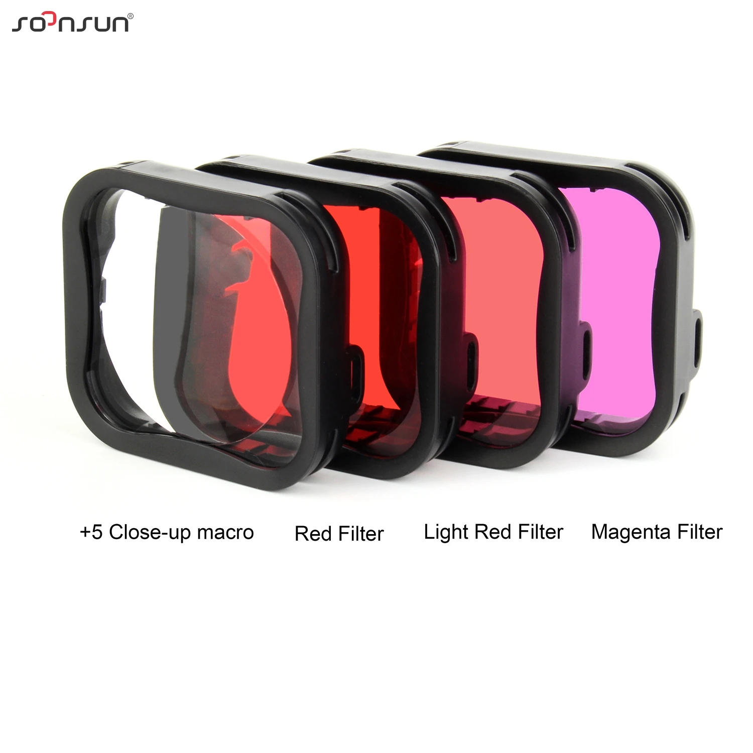 SOONSUN-funda impermeable para GoPro Hero 12, 11, 10, 9, carcasa protectora  negra, lente Macro roja, kit de filtro de buceo, 60m - AliExpress