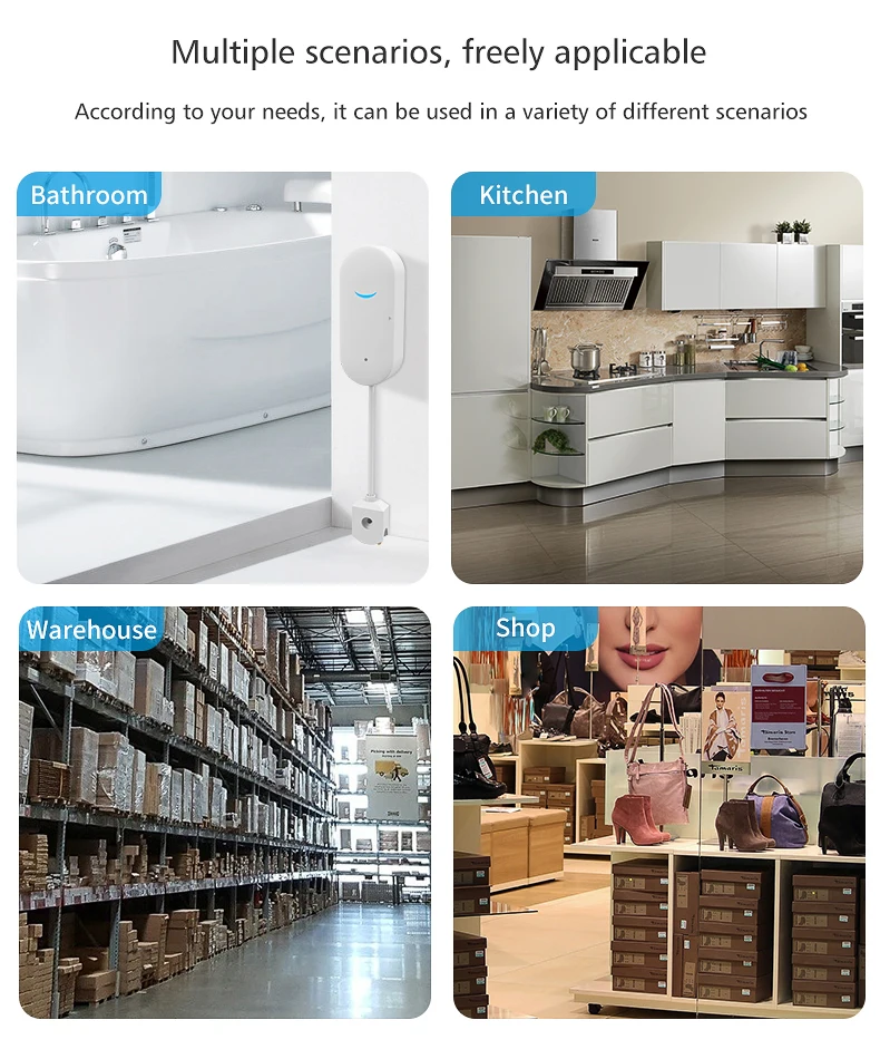 Sensor de Vazamento de Água Detector de Água Compatível com Tuyasmart Novo Branco Tuya Wifi Vida Inteligente App 23 Sensor e detector