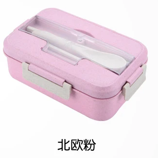 Изоляционный Ланч-бокс набор столовых приборов портативная коробка для бенто герметичная коробка для обеда студента Сплит ланчбоес дети Bento box детская пищевая коробка - Цвет: Розовый