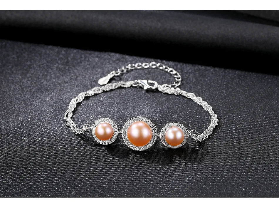 Skup S925 sterling silver bransoletka micro zestaw 3A cyrkon pearl słodkowodne moda biżuteria