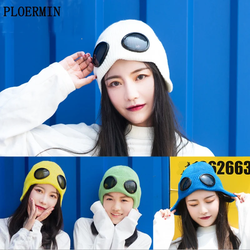 Cover Ear Double-use Thickened Winter Knitted Hat Warm Beanies Skullies Ski Cap with Removable Glasses for Men Women New | Аксессуары