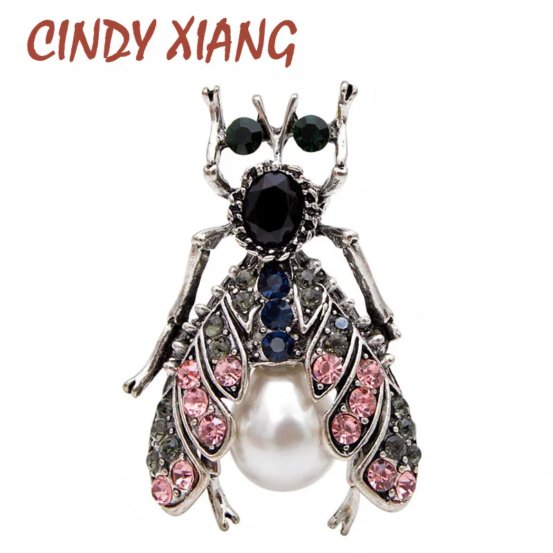 Женская брошь в виде жука CINDY XIANG винтажное украшение стиле антик со стразами и