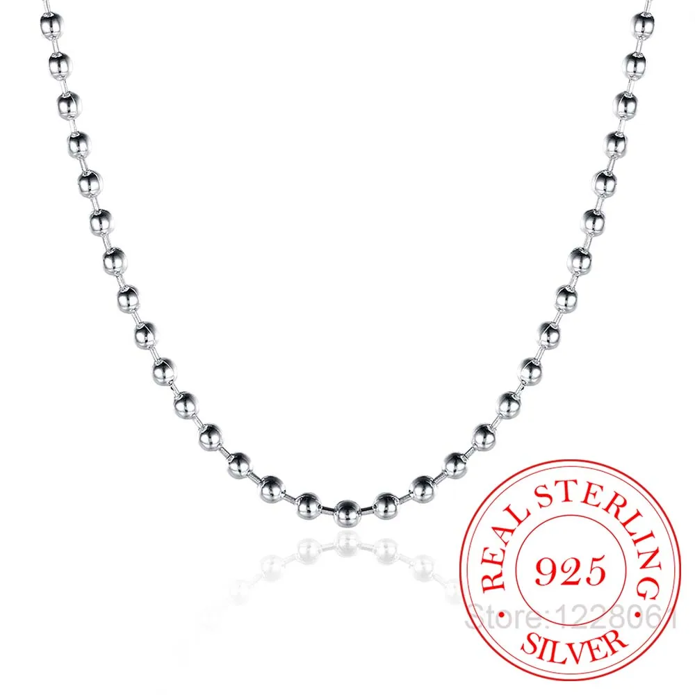 3mm Bead Chain 925 Sterling Silver Necklace For Women