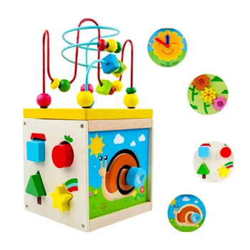 

Baby Shape Sorting Cube Classic Wooden Toy Music Shape block Developmental Toy Easy to Grip Shapes Sturdy Construction