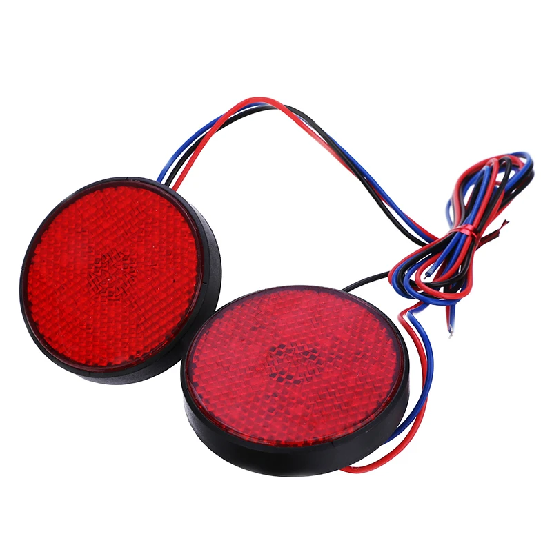 For Honda 2PCS 24LED Motorcycle Round Reflector Tail Brake Turn Signal Light Lamp Red Plastic 12V Moto Accessories Treyues