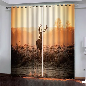 

SOFTBATF Antelope Curtain Blackout Curtains Fabric Drapes Window Curtains For living Room Bedroom Dropshipping