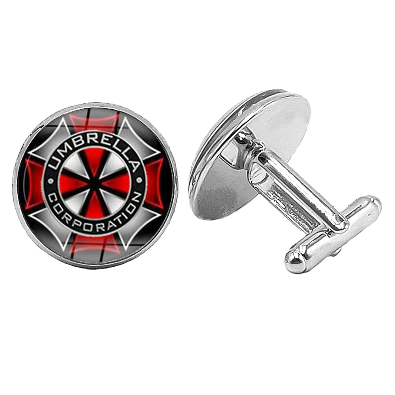 

Hot! 2019 Super New Biochemical Umbrella Group Base Badge Cufflinks Glass Convex Silver Cufflinks Men's Gift Jewelry