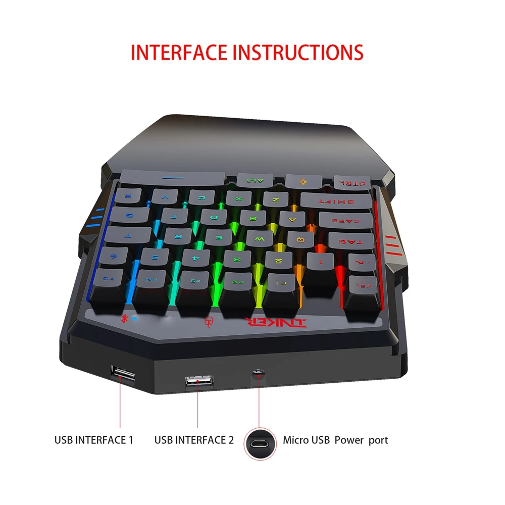 Мини Механическая игровая клавиатура мышь комплект с откидной держатель для планшета Задняя поддержка беспроводная клавиатура с одной рукой