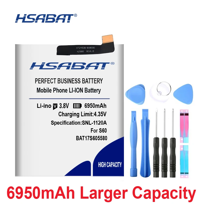 HSABAT 0 цикла 6950 мА/ч, Батарея для BAT17M15580& BAT17S605580 DOOGEE S60 Идеальная замена