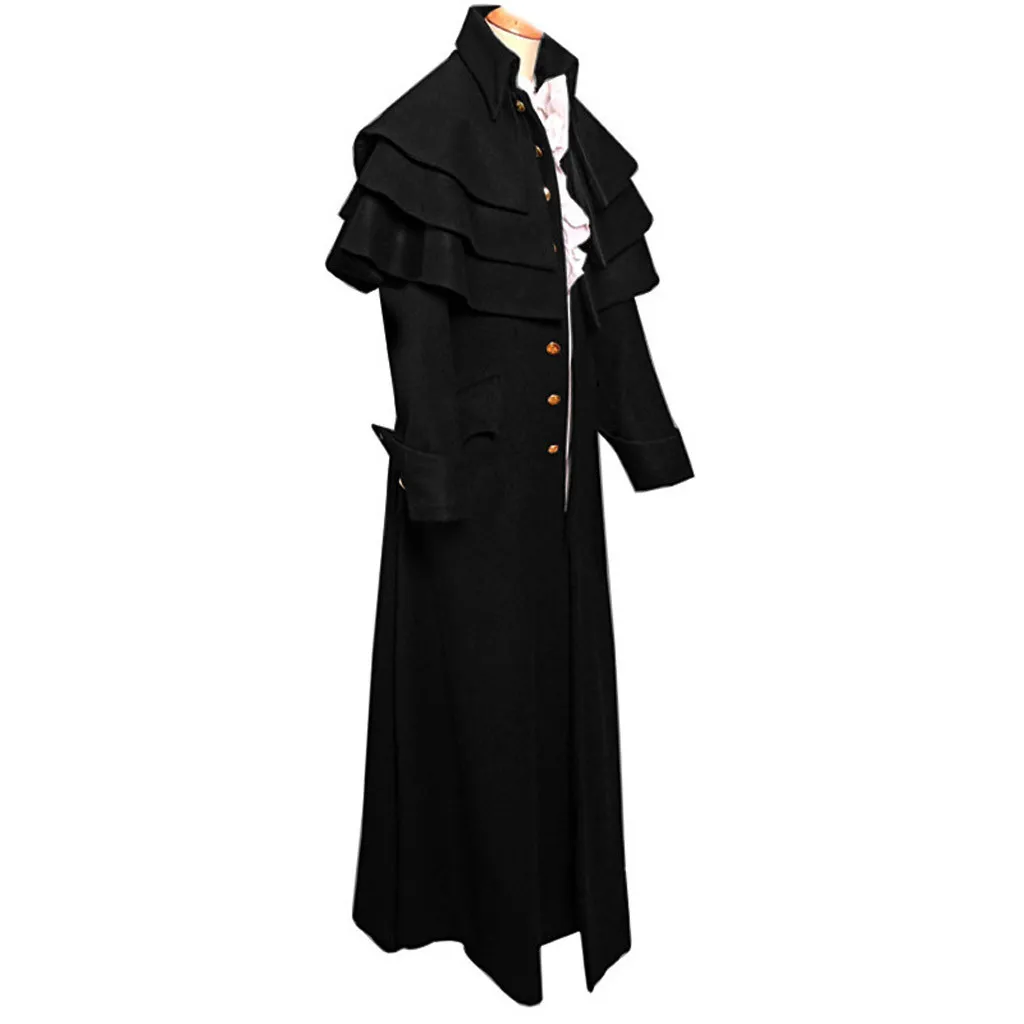 Men Vintage Gothic Long Jacket Autumn Retro Cool Costume Trench Coat Steampunk Tailcoat Button Wedding Uniform Coat Male