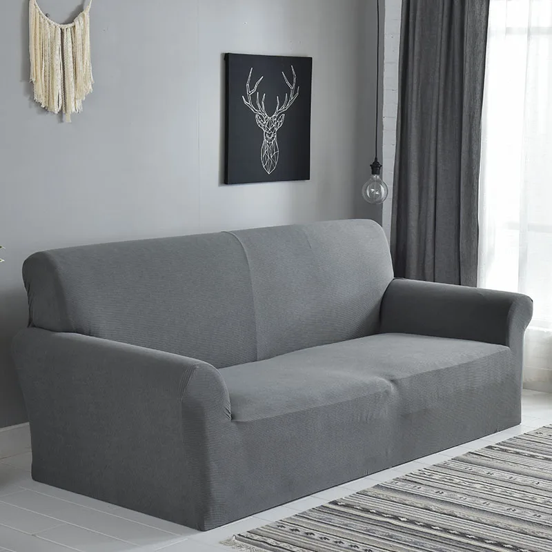 Вельветовый чехол для дивана, вязанный утолщенный чехол для дивана, универсальный, все включено, стрейчевый саржевый чехол для гостиной, кресла, дивана - Цвет: Gray