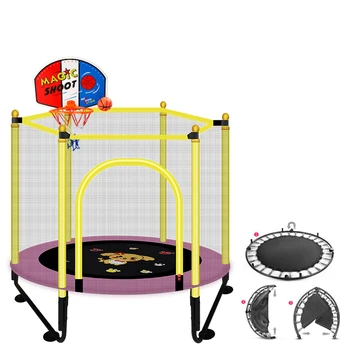 

Foldable Trampoline 48" Round Kids Enclosure Net Pad Basketball Stand Indoor Exercise Home Toys Jumping Bed Exercise Trampoline