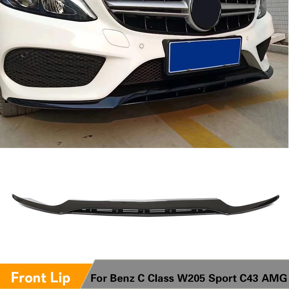 

Front Bumper Lip Splitters For Mercedes-Benz C Class W205 Sport C43 AMG 2015 - 2018 Front Bumper Lip PP Glossy Black