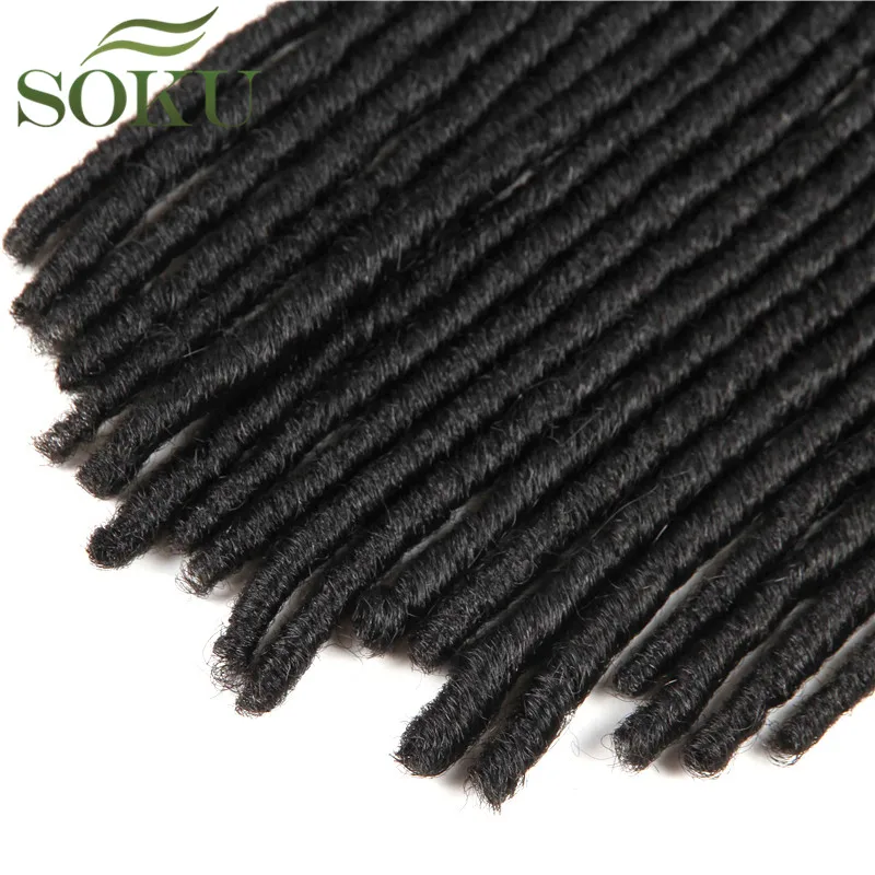 SOKU 18-26 дюймов натуральный черный цвет мягкие дреды синтетические косички для наращивания волос Faux locs плетение наращивание волос