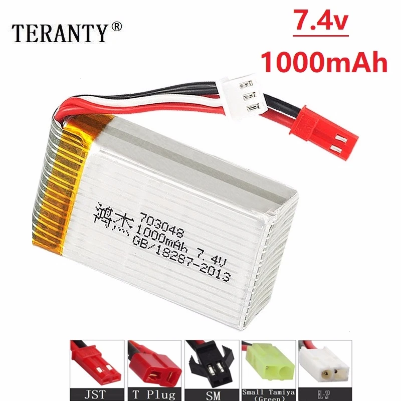 7,4 v 1000mah литий-полимерный Батарея для MJXRC X600 U829A U829X X600 F46 X601H JXD391 FT007 игрушки 2S Lipo Батарея 7,4 V 25c 703048 Батарея