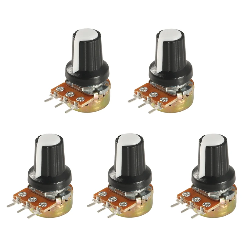 5 PCS WH148 Potentiometer Resistor 1K 5K 10K 20K 50K 100K 500K Ohm 3 Pin Linear Taper Rotary Potentiometer for Arduino with Cap