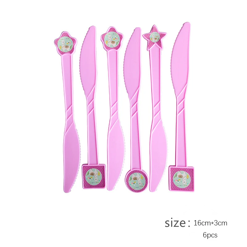 Knives 6pcs 12 компл. Мультфильм лама Альпака кекс обертка Топпер коробка конфет Дети День рождения принадлежности Свадебные принадлежности - Цвет: Knives 6pcs
