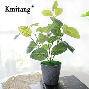 

7 Fork Silk Fake Tree Leaves Bouquet Tropical Artificial Plant Branch Green False Magnolia leaf For Garden Balcony Desk Decor