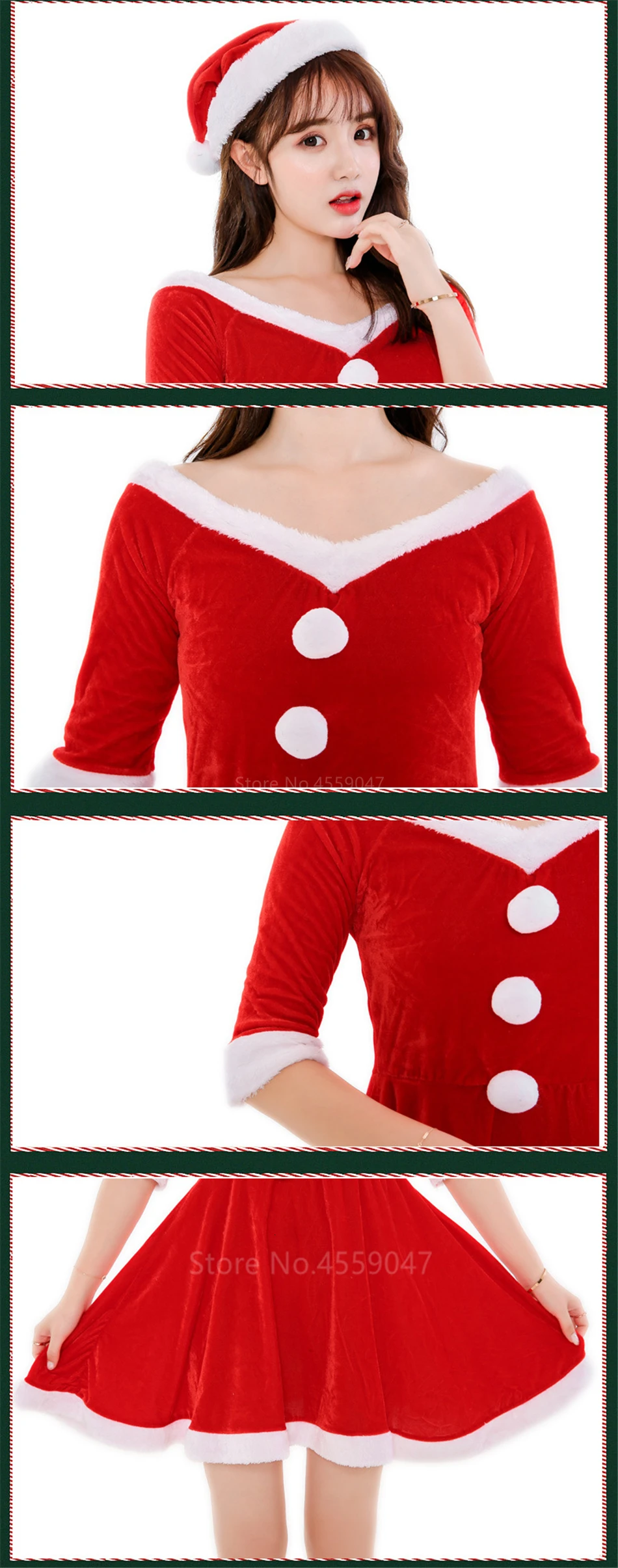 Christmas Party Cosplay Santa Claus Costumes for Adult Women Red Xams Grinch Elf New Year Red Performance Clothing