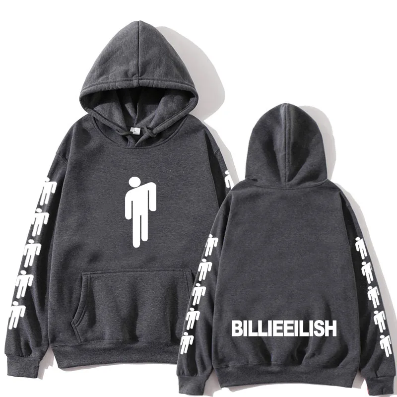 Billie Eilish Mode Gedrukt толстовки Vrouwen/Mannen Lange Mouwen Hoody Горячие koop повседневные Модные уличные толстовки - Цвет: Dark gray