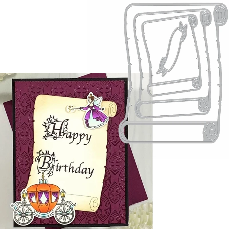 

Retro Vintage Papers Metal Cutting Dies Rolled-up Papers Die Cuts For Card Making DIY Decoration New 2019 Embossed Crafts Cards