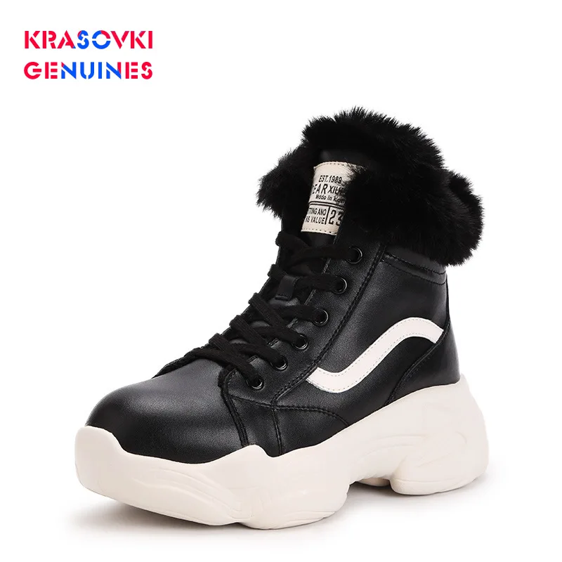 Krasovki/зимние сапоги из натуральной кожи с круглым носком Прямая поставка модные