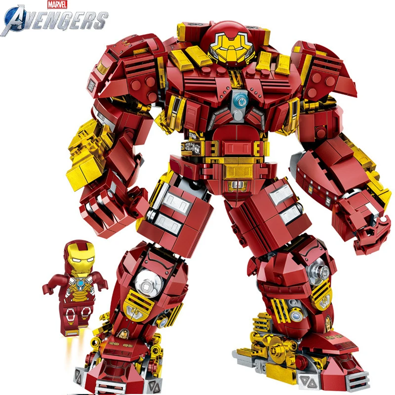 568/1065PCS Marvel Avengers Block Iron Man Spiderman Small Particle Toy Car Hulk Robot Figures Building Children's Birthday Gift | Игрушки