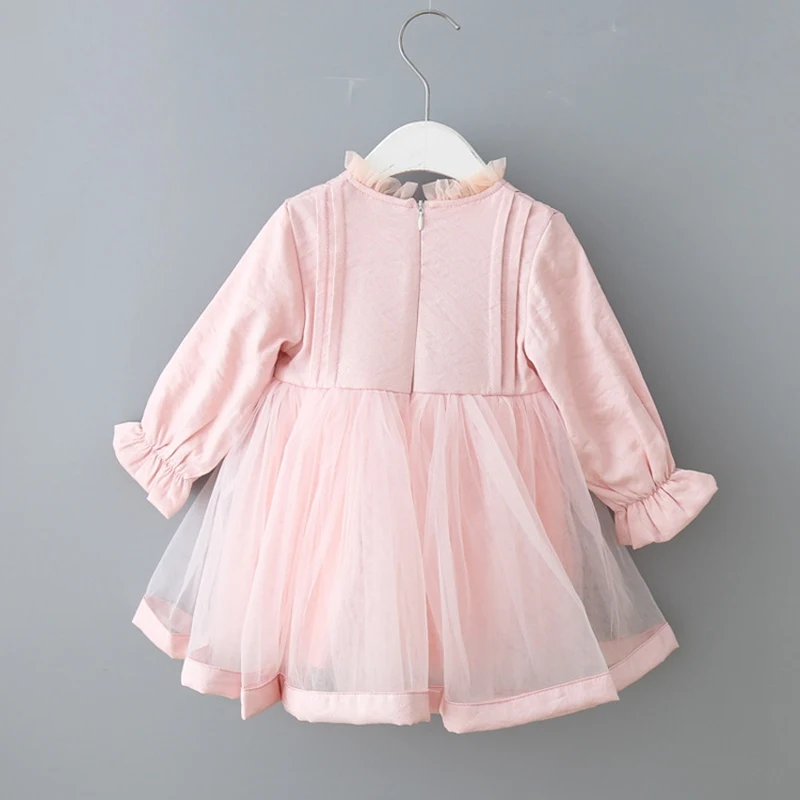 Модная осенняя одежда в стиле принцессы платье с бантами, Vestidos, для детей для новорожденных девочек дети милые День рождения Бальные платья S9568
